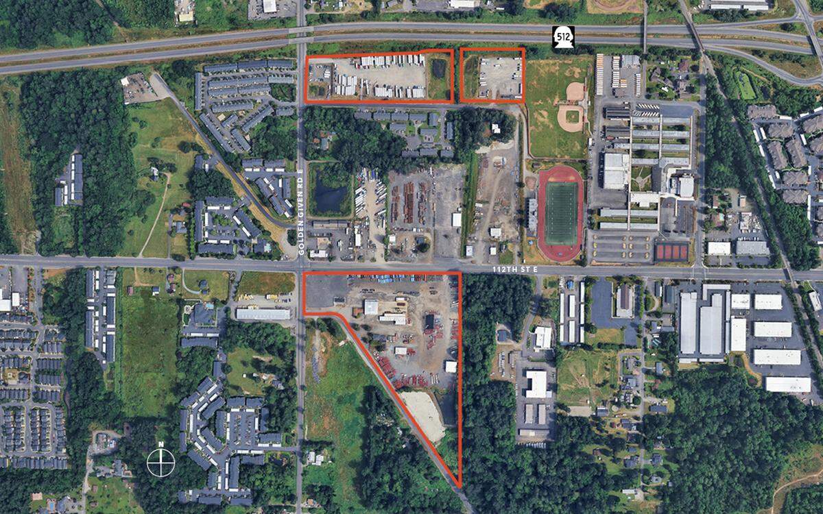 This aerial outlines the property assemblage south of state Route 512 recently acquired by Alterra IOS.