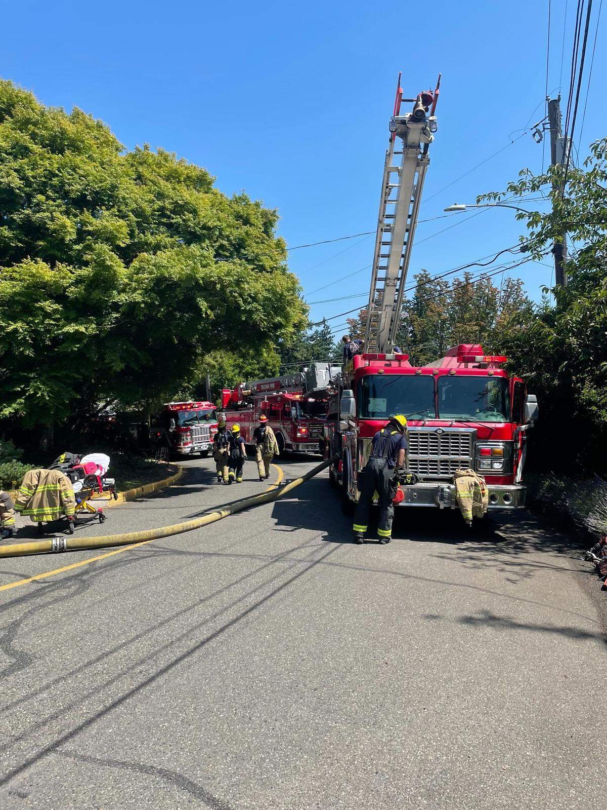 firefighters had to cut off the roof to fight a fire in a Tacoma home on July 23, 2025.