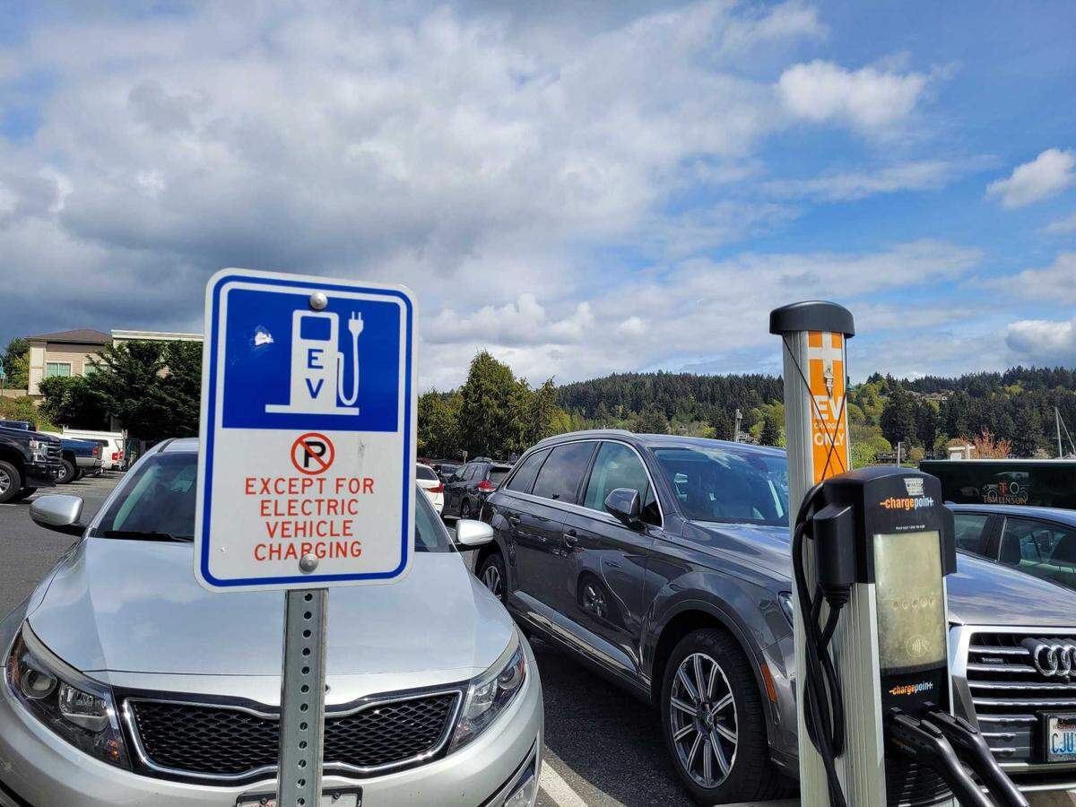 The city of Gig Harbor plans to start charging drivers in May 2024 who use the city’s two public electric vehicle charging stations, including the one at the bottom of the Finholm View Climb at 8826 N. Harborview Dr.