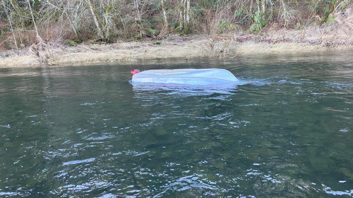 A small boat flipped on the North Fork of the Lewis River, sending two people into the water on Jan. 29, 2023, near Woodland, Washington. A 65-year-old man’s body was found in the river.
