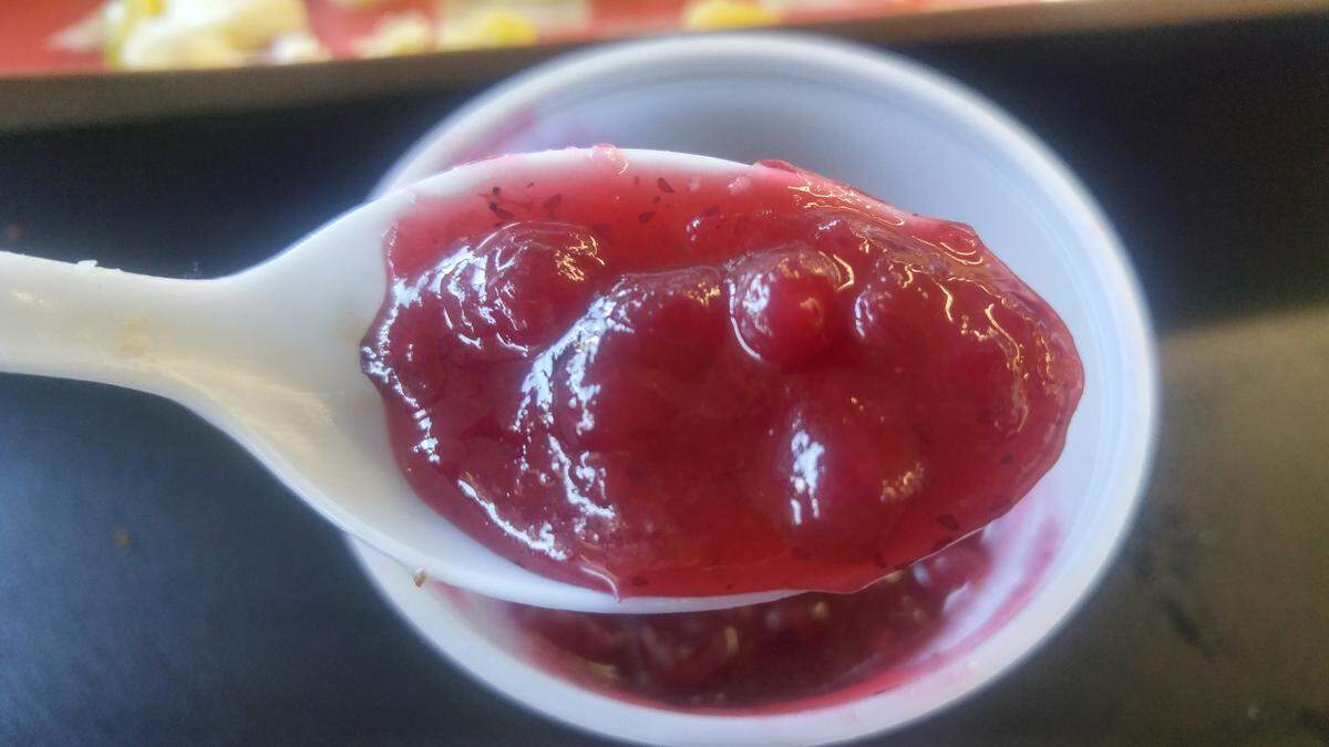 Lingonberry preserves are served with schnitzel at Itty Bitty Schnitty.