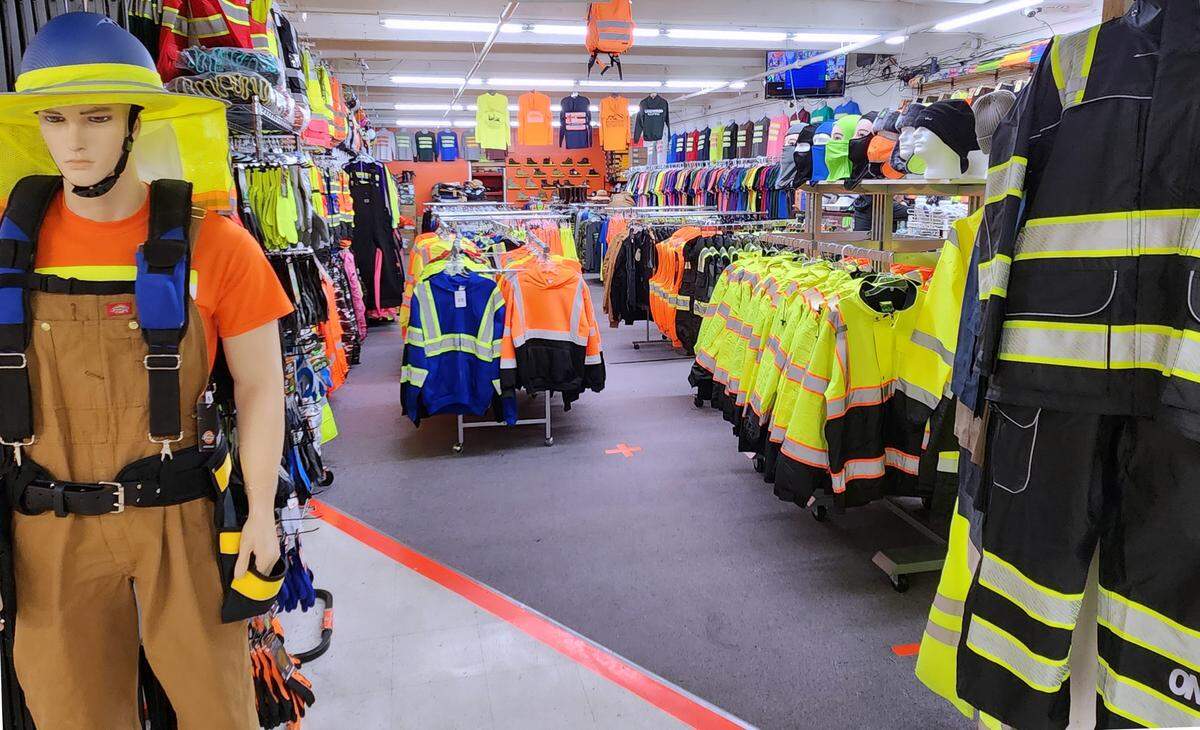 Firefighter gear on sale at the B&I Public Marketplace in Lakewood, Washington on Wednesday, June 9, 2023.