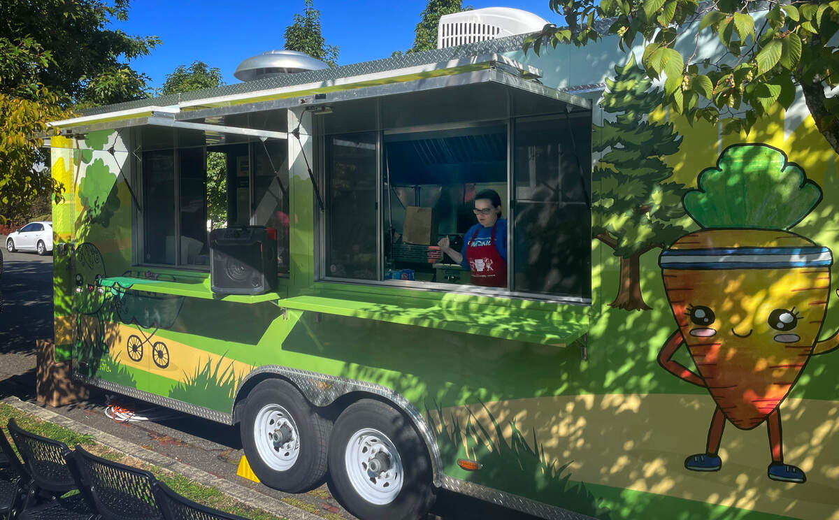 The Metro Parks Tacoma mobile teaching kitchen at the Bay Terrace Apartments in the Hilltop neighborhood of Tacoma on Wednesday, Sept. 20, 2023.