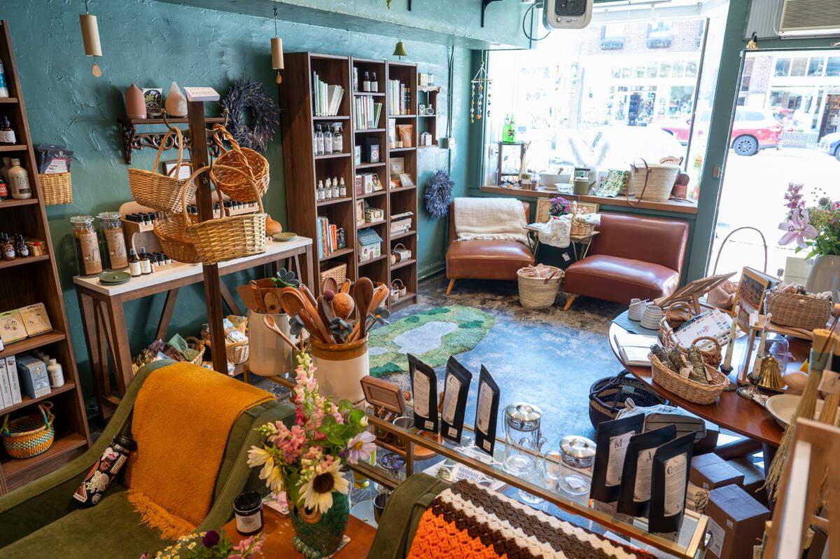 The inside of Hawthorn & Honey is pictured on Thursday, July 17, 2025, in the Proctor neighborhood of Tacoma. The apothecary offers medicinal herbs, herbal remedies, and tinctures, as well as a zero-waste station and a vintage shop.