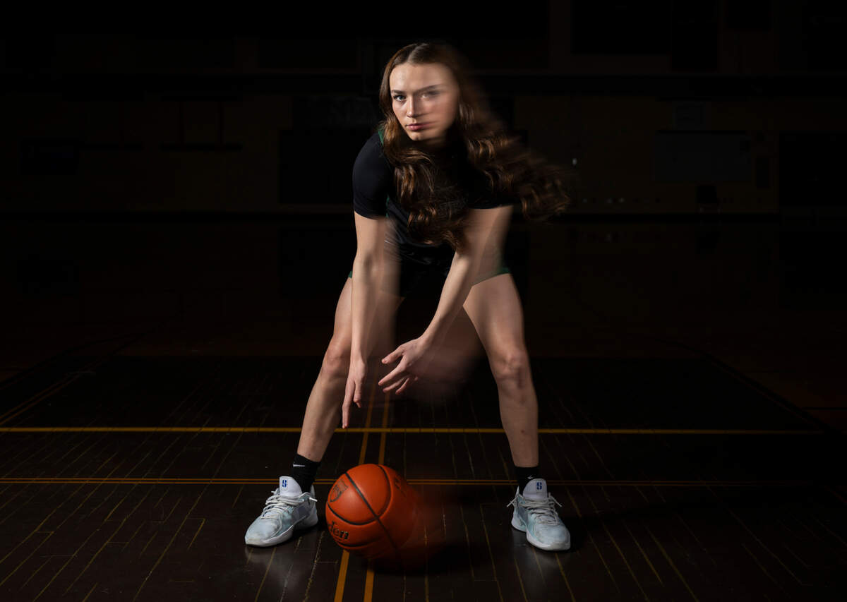 The News Tribune’s 2025 All-Area girls basketball first-team selection, Auburn sophomore Avery Hansen, poses for a portrait at Sumner High School, on Sunday, March 23, 2025, in Sumner.