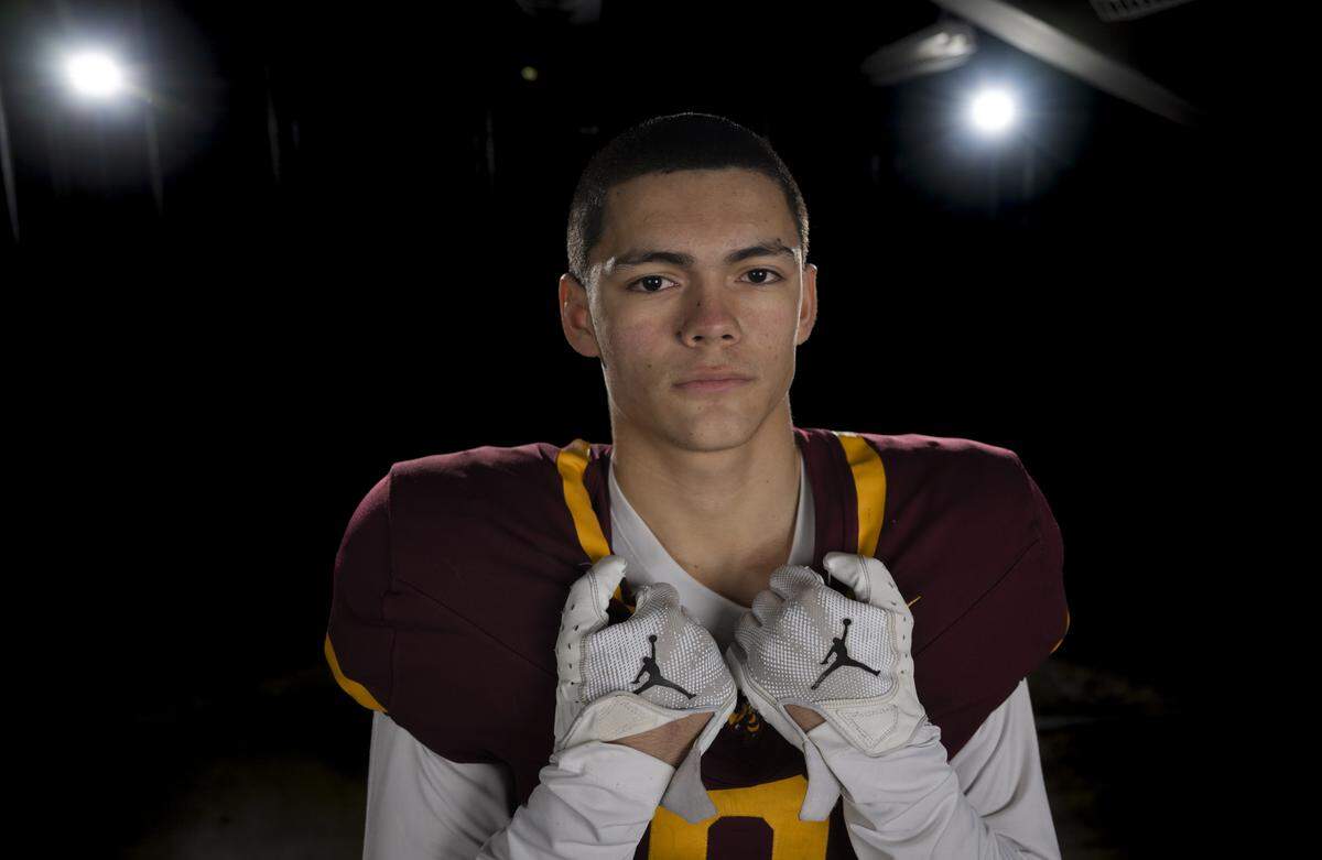 White River senior all-purpose athlete Ray Palmer poses for a portrait after being selected as first-team offense for The News Tribune’s 2025 All-Area football team at Mount Tahoma High School, on Sunday, Dec. 7, 2025, in Tacoma, Wash.