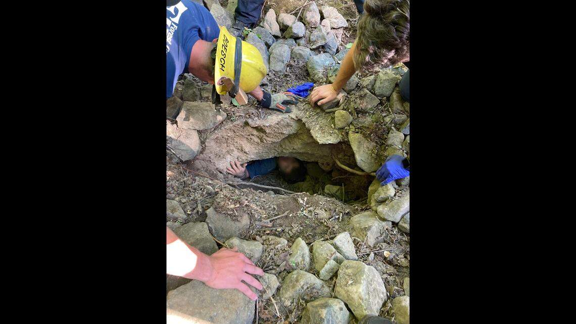 Firefighters responded to a teen trapped in a crevice on June 19 in Cornelius, Oregon, officials said.