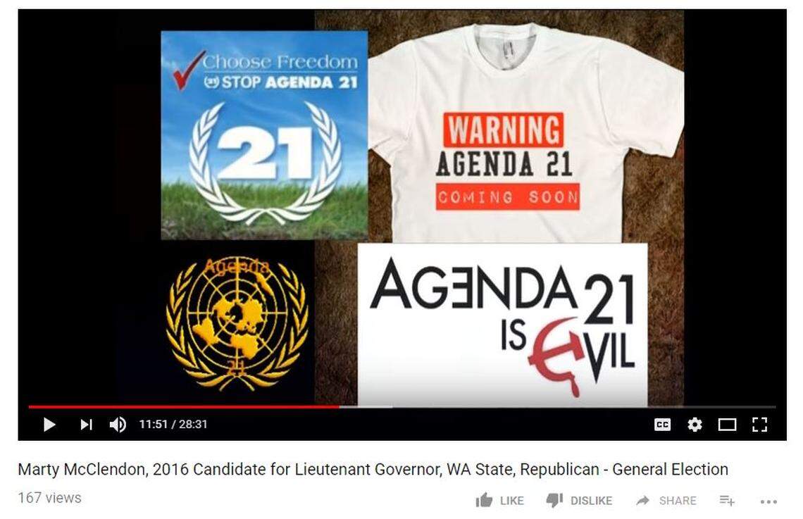 A screencap from a 2016 interview on Jonathan Hansen’s talk show with Marty McClendon, who is now running for state Senate as a Republican.
