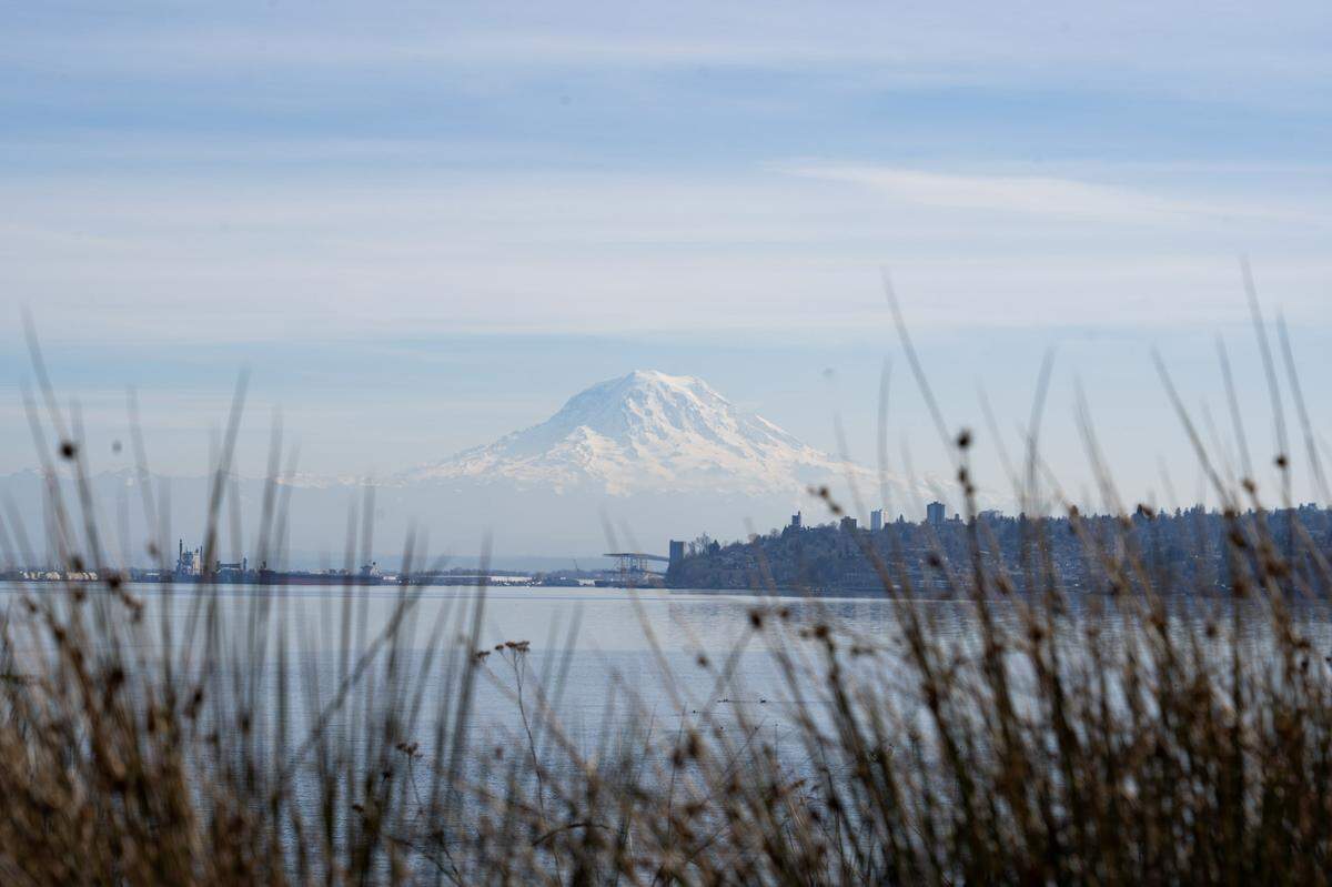 Dune Peninsula at Point Defiance Park offers an especially scenic view of the mountain.