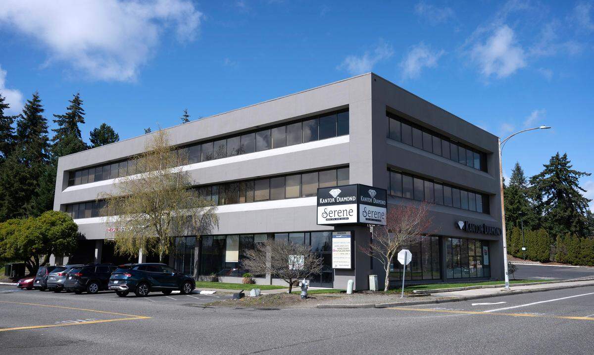 A 171-unit apartment building is planned at the site of the former Kantor Diamond building behind the Tacoma Mall in Tacoma, Washington, shown on Tuesday, April 11, 2023.