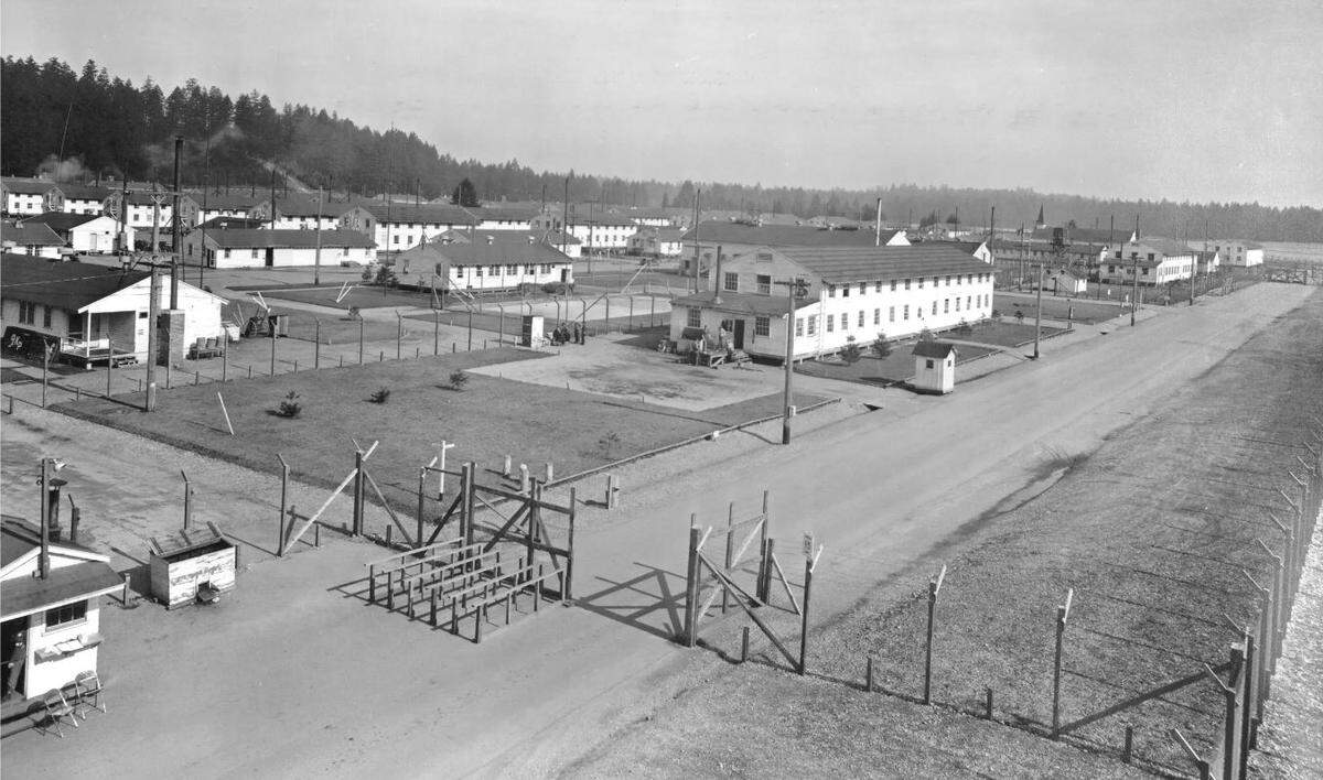 A prisoner of war camp at Fort Lewis in the 1940s.