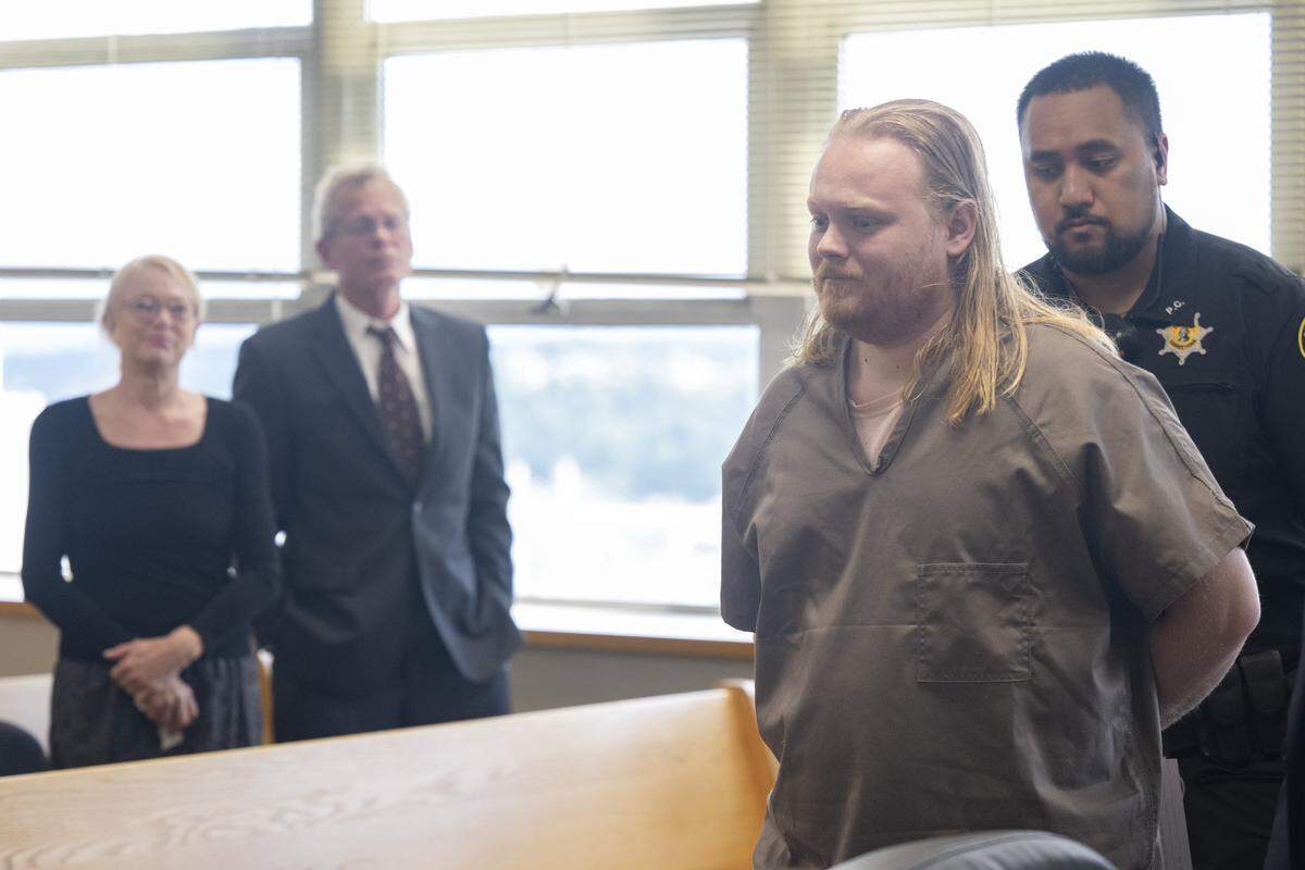 Lars Nelson is escorted out of the courtroom after his sentencing on Thursday, June 4, 2026, at Pierce County Superior Court in Tacoma, Wash. Nelson, 30, pleaded guilty in April to second-degree murder for fatally shooting 27-year-old Sophie Tinney on April 20, 2025 in a Fox Island home.