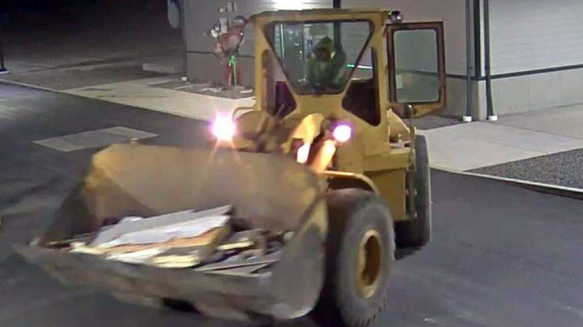 Can you identify the man who broke into Tehaleh Wastewater Treatment Plant on April 14 and used a front loader to cause thousands of dollars in damage?