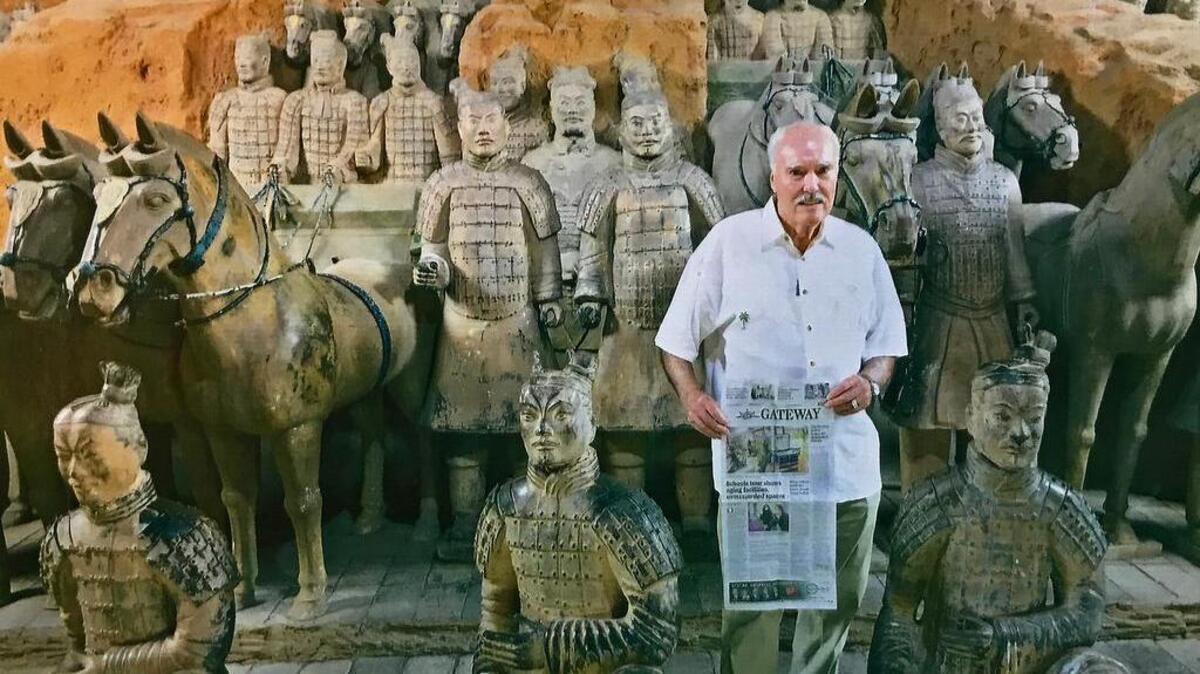 Edward “Russ” Bodge of Gig Harbor took a Peninsula Gateway on his visit to the 8,099 life-sized terra cotta warriors in Xi’an, China, in May.