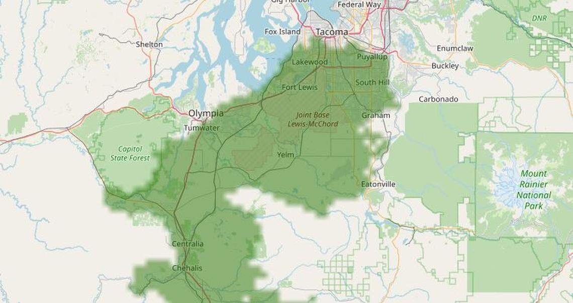 The range of the golden paintbrush in Washington state.