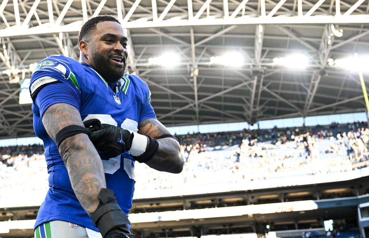 Seattle Seahawks safety Jamal Adams (33) comes off the field after the Seahawks 24-20 victory at Lumen Field, Sunday, Oct. 29, 2023, in Seattle, Wash.