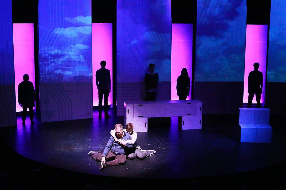 A scene from Harlequin’s “Love and Information,” playing now at the State Theater through March 23.