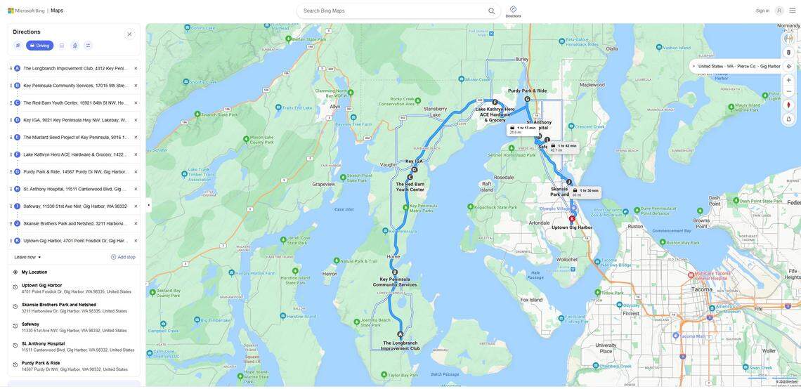 A map shows where shuttles will stop along a fixed route as part of the Peninsula Transit Pilot Program on weekends, providing free transit service between areas of the Key Peninsula and Gig Harbor from December 2025 to August 2026.