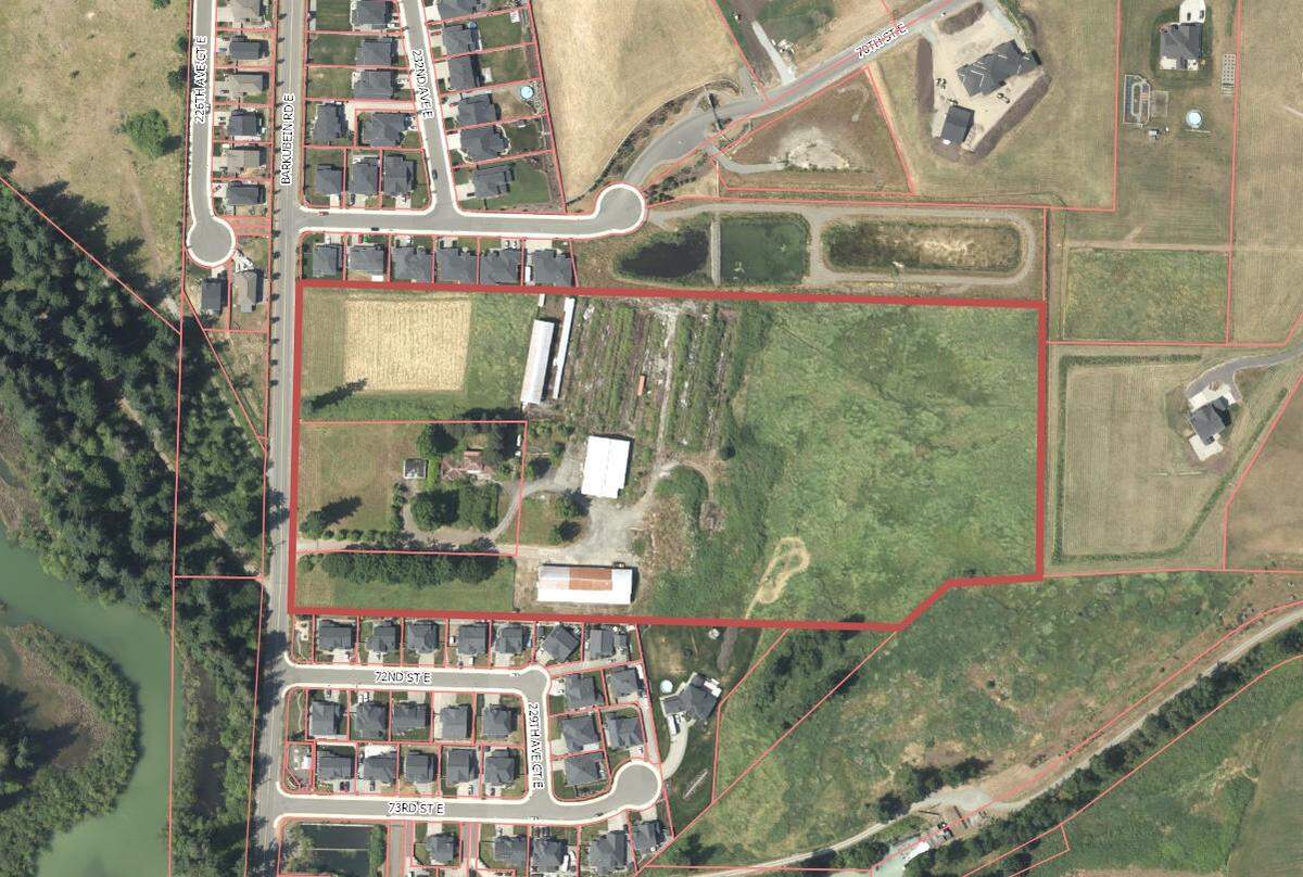 A map of the Reed Property on Barkubein Road near 72nd Street East, highlighted in red.