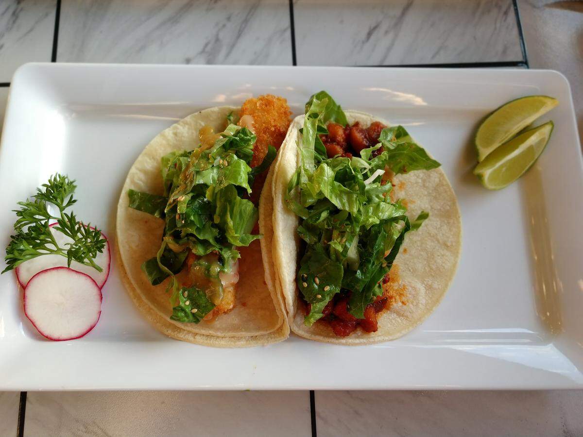A duo of tacos from Takos Koreanos.