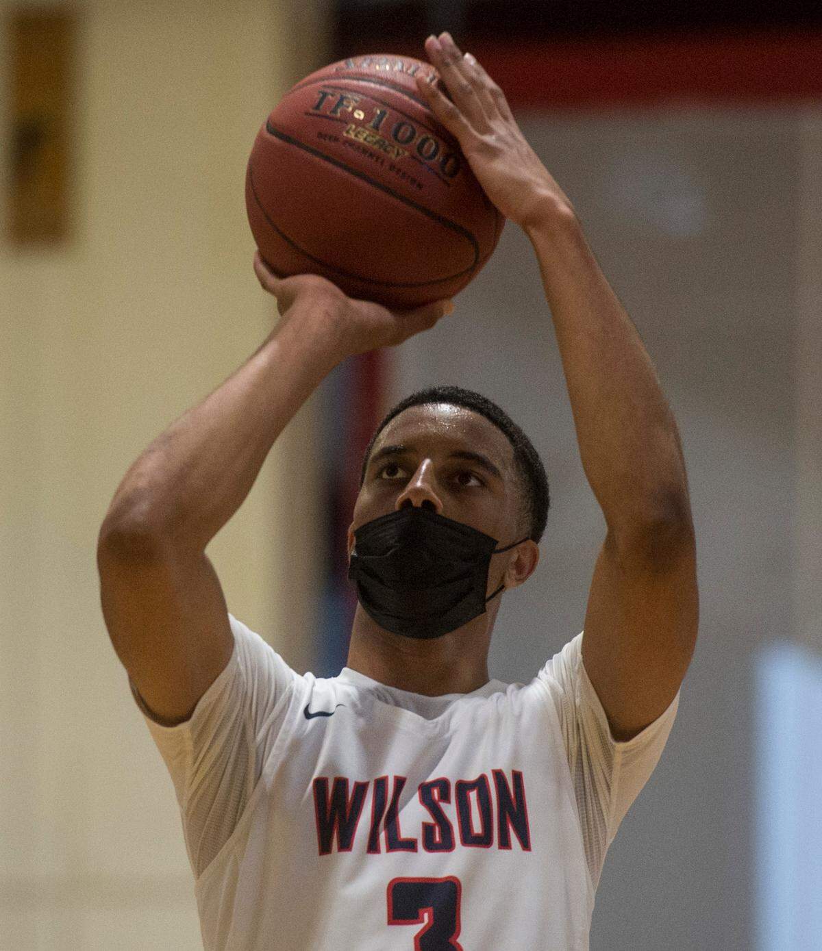 Wilson High School guard Cayden McDaniel shoots a free throw in a Class 3A Pierce County League game against Lincoln on Friday, May 21, 2021 in Tacoma, Wash.