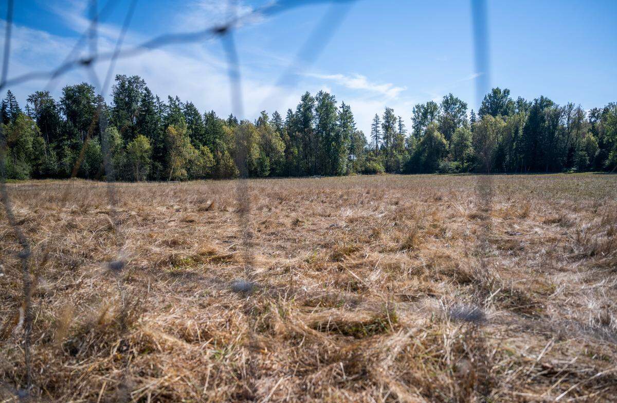 A view of a vacant field in Roy that falls within a six mile radius where the next major airport in the Puget Sound could be built, on Sept. 21, 2022.
