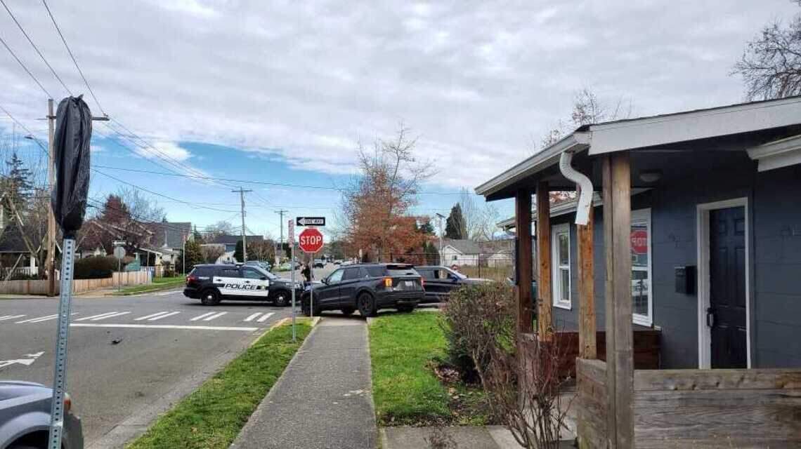 Large police presence following wrong-way wreck on busy street in downtown Puyallup