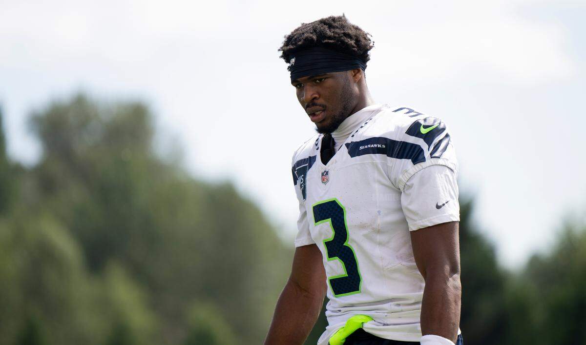 Seattle Seahawks safety Nick Emmanwori (3) walks off after training camp at Virginia Mason Athletic Center on Friday, July 25, 2025, in Renton, Wash.