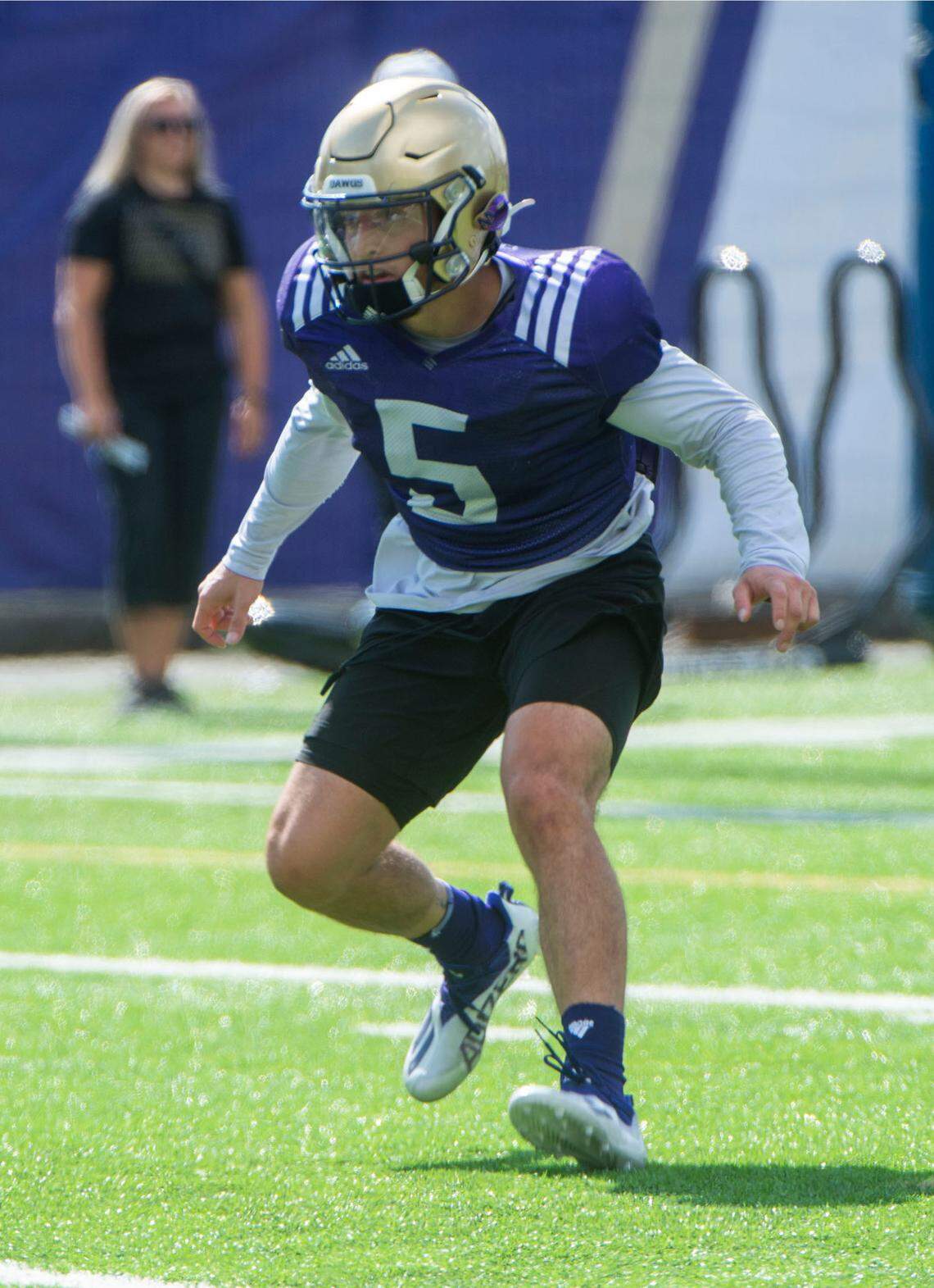 Huskies running back Sean McGrew. Photo taken at University of Washington Huskies’ fall training camp in Seattle on August, 9, 2021.