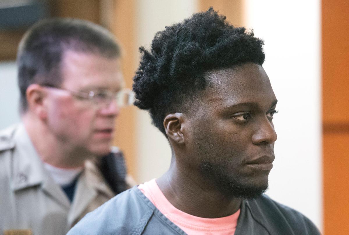 Roger Woodard, 32, of Bonney Lake, appears in Pierce County Superior Court on Monday, Sept. 30, 2019, on a charge of attempted first-degree murder for the brutal stabbing of his ex-wife inside her home in front of her three young children.