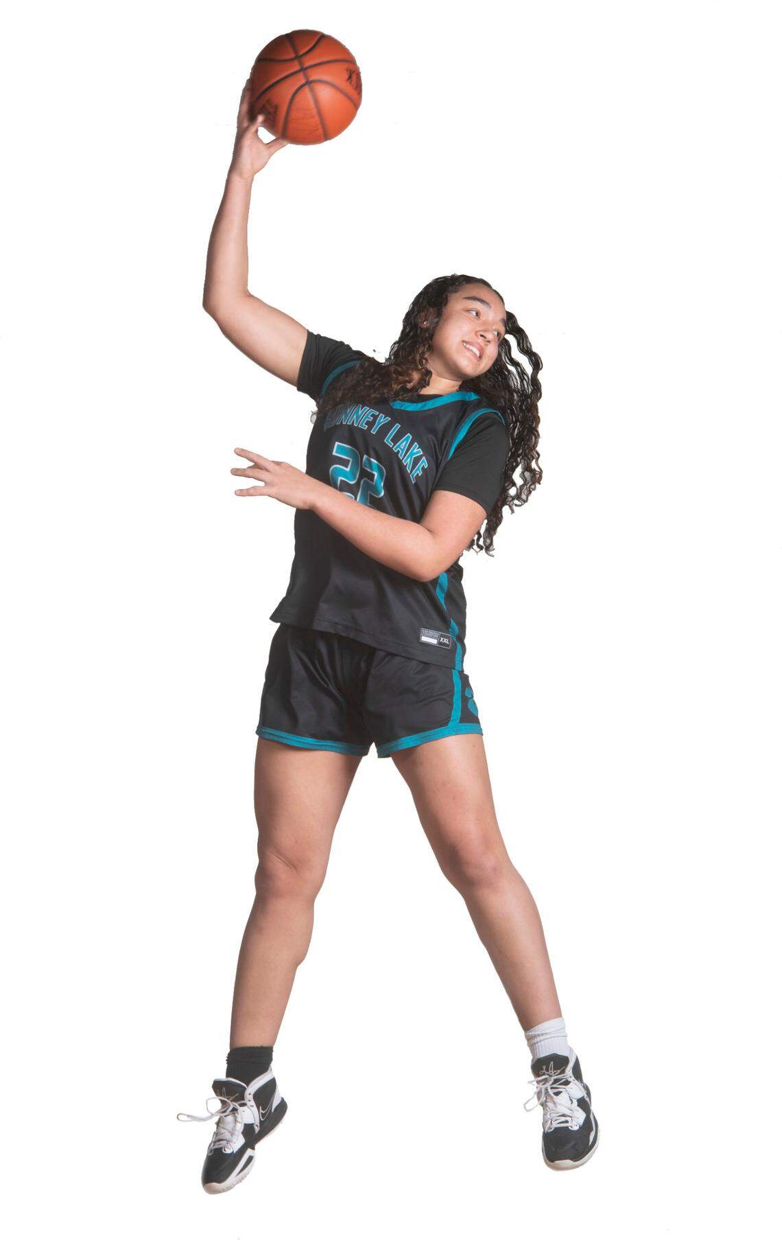 Bonney Lake junior Jazmyn Shipp is one of six players named to The News Tribune’s All Area Girls Basketball Team. She is photographed at Curtis High School in University Place, Washington, on Saturday, March 11, 2023.
