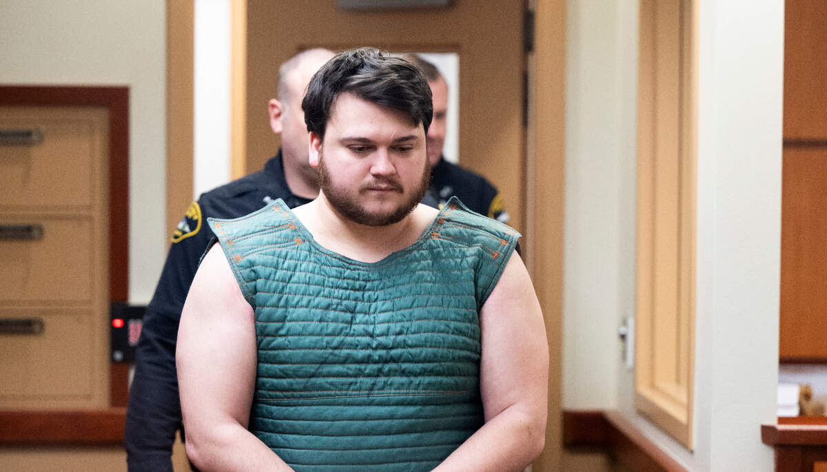 Gaven Flowers pleaded guilty to second-degree murder for the death of his stepfather. He appeared for arraignment at Pierce County Superior Court, on Thursday, Feb. 13, 2025, in Tacoma.
