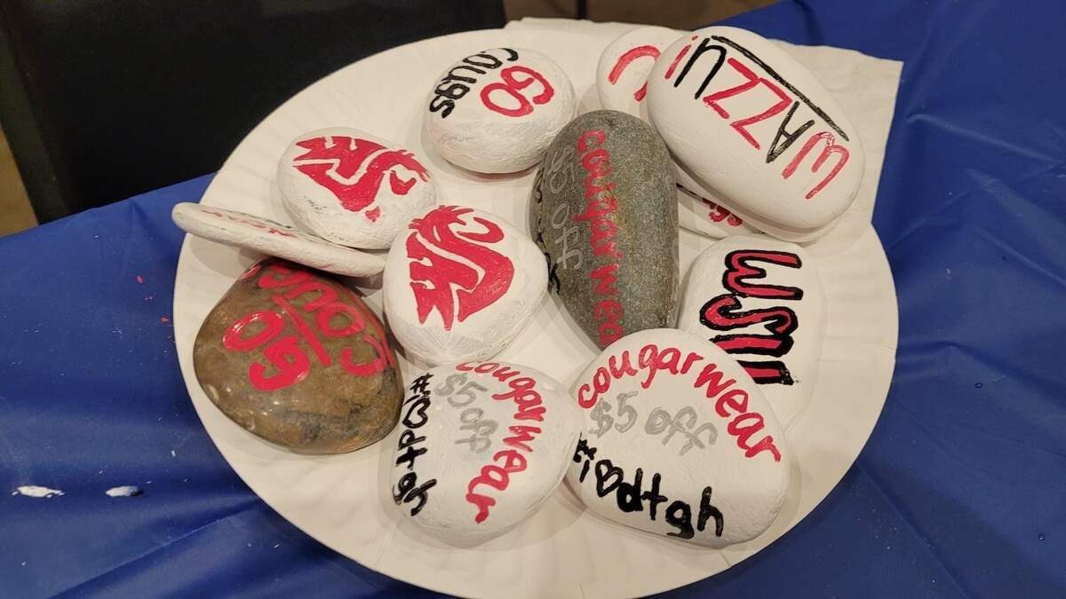 Rocks painted by a local business for a scavenger hunt in downtown Gig Harbor.