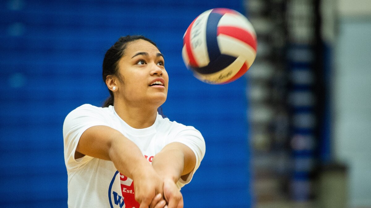 Moeshana Maiava during practice at Washington High School in Tacoma, Wash., on Wednesday, Nov. 7, 2018. 

