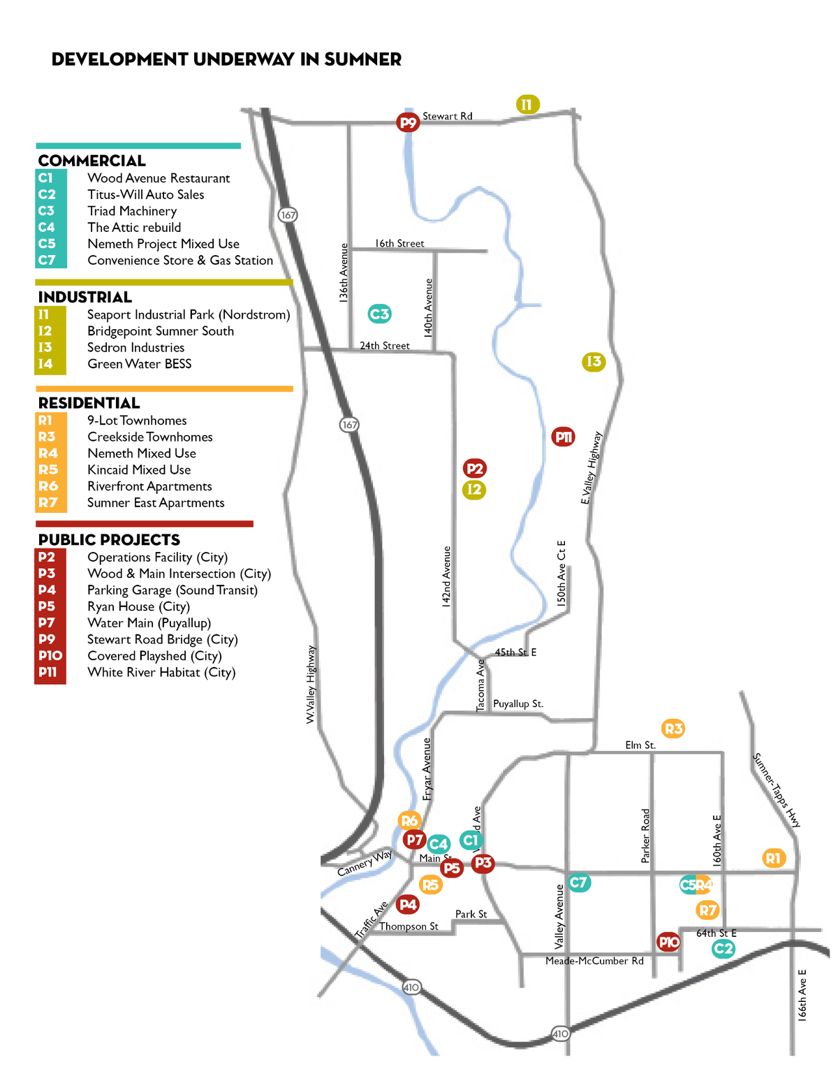 This map, updated in 2023, shows development planned in the city of Sumner.