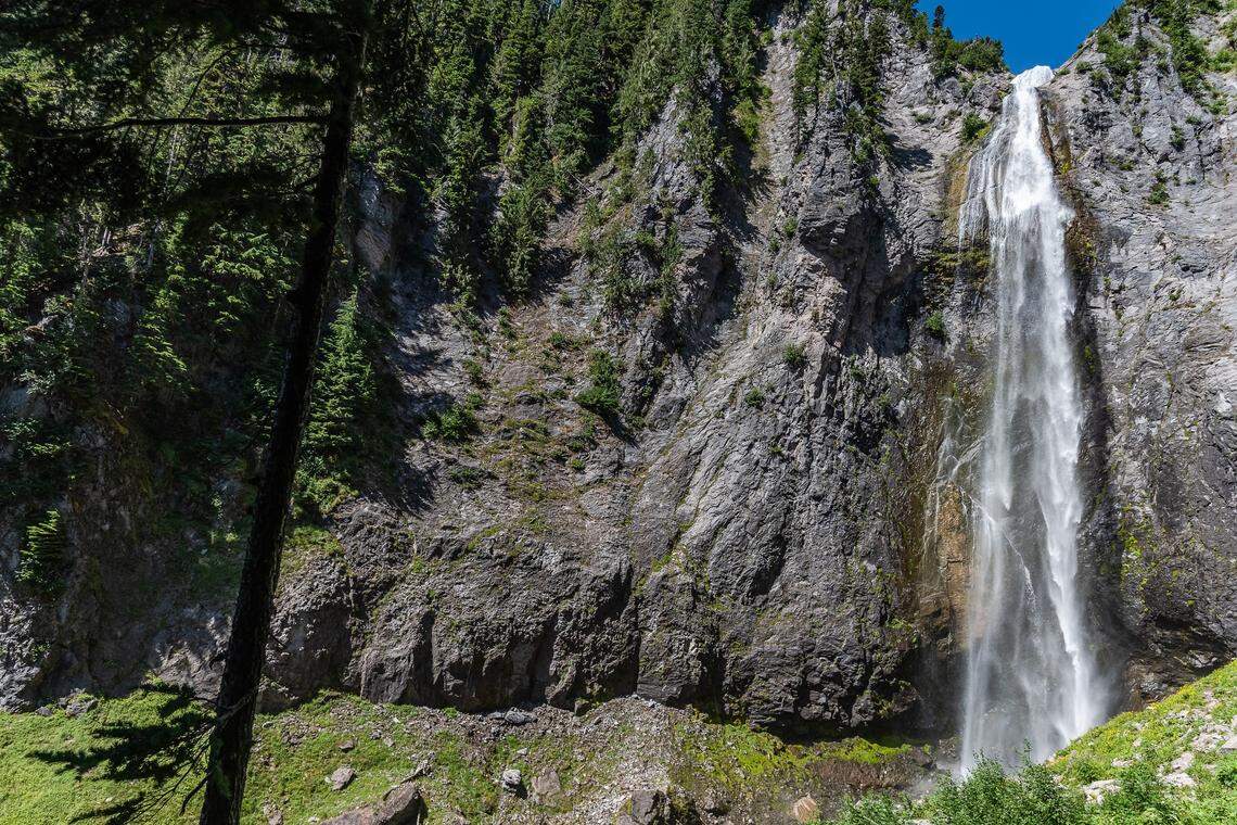 The hike to Comet Falls, seen here in August 2022, is one of the most popular at Mount Rainier National Park.
