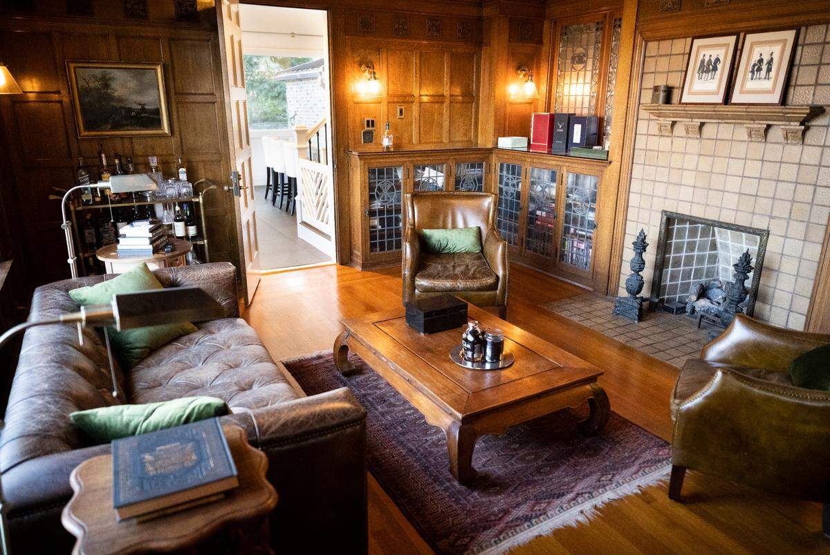 A view of the library inside of the second Rust mansion, built in 1913 by William Rust.