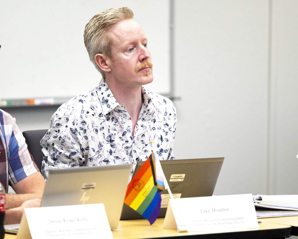 Commissioner Jake Hunter looks on during a Pierce County Charter Review Commission, on Monday, June 15, 2026, in Tacoma, Wash.
