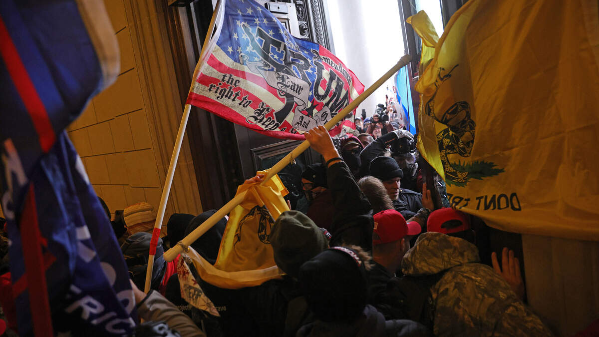 Protesters supporting U.S. President Donald Trump break into the U.S. Capitol on Wednesday, Jan. 6, 2021 in Washington, D.C.