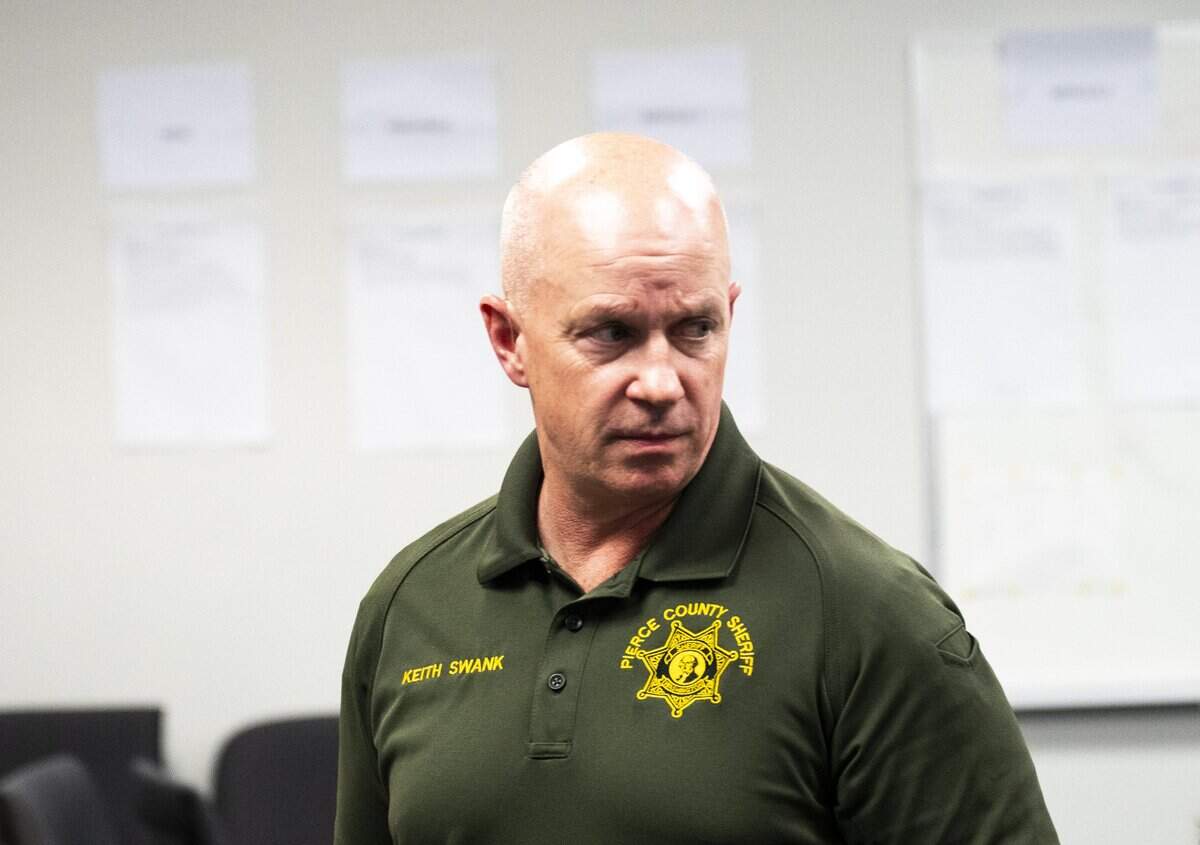 Pierce County Sheriff Keith Swank attends a Pierce County Charter Review Commission, on Monday, June 15, 2026, in Tacoma, Wash.