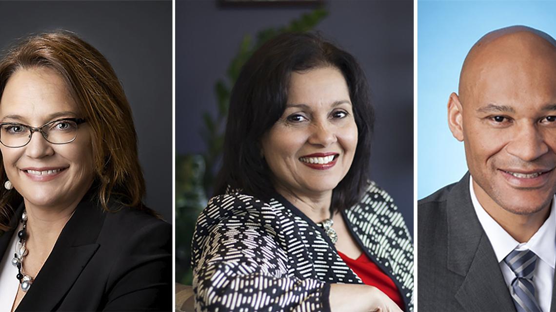 The three finalists for the TPU director position: (Left to right) Jackie Flowers, Nav Otal and John Hairston.