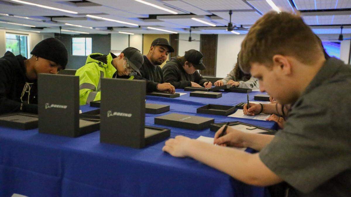 Nine Sumner High School students were recognized for their plans after graduation during a signing day Friday, May 5. All nine are graduating with job offers from Boeing. The positions offered include in-tank mechanic, aircraft structure mechanic and assembler/installer.