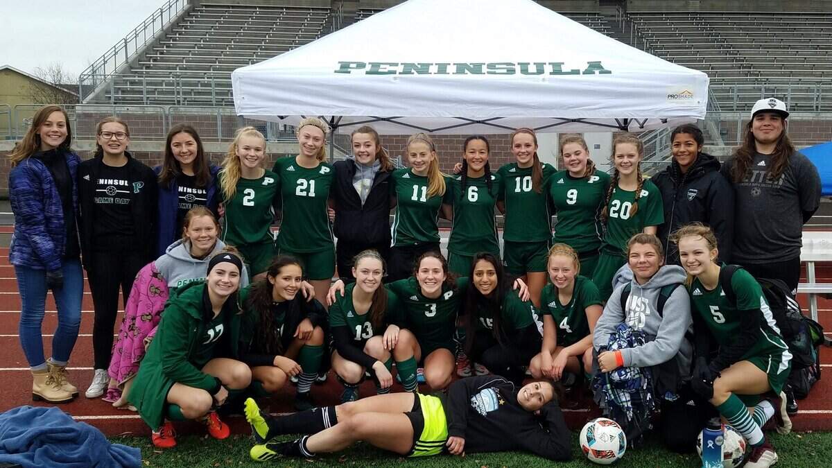 The Peninsula High School girls soccer team advanced to the 2018 Class 3A state tournament after beating Timberline in a penalty kick shootout, 3-2.