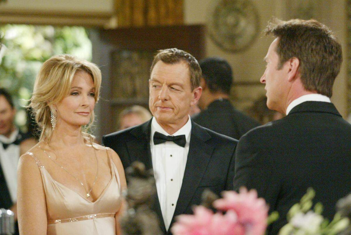 Deidre Hall, Wayne Northrop and Drake Hogestyn on the ”Days Of Our Lives” set at NBC Studios on July 18, 2006.