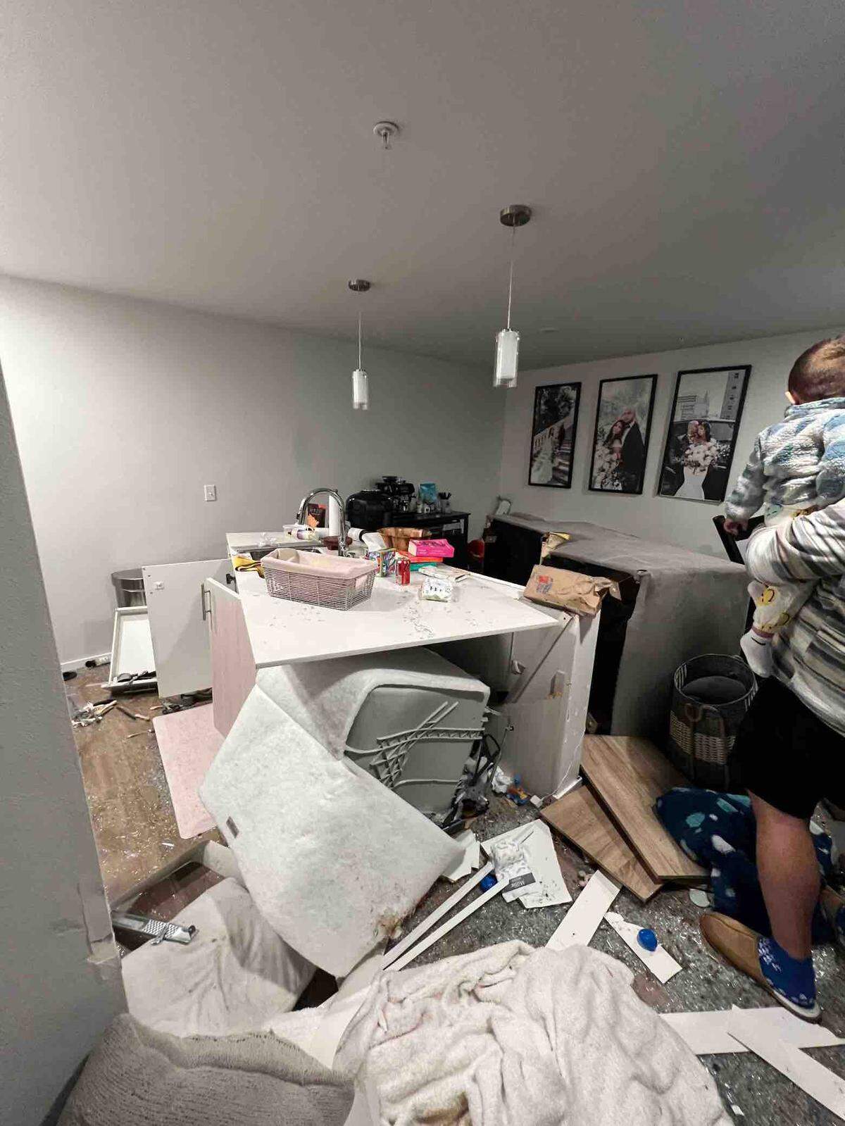 A Puyallup family is facing recovery after a car drove into the sliding glass door of their apartment unit last week.