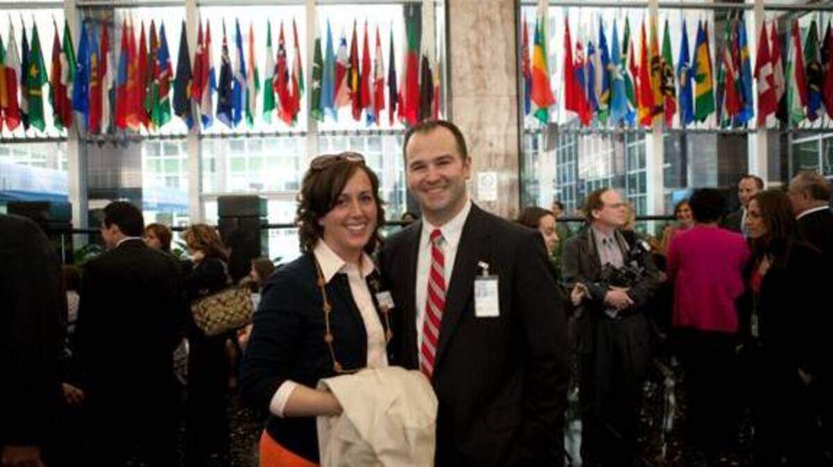 Clifton Funkhouser and his wife, Rachael, at the U.S. Department of State after he was sworn in as a Diplomatic Security Service Special agent April 16, 2009.