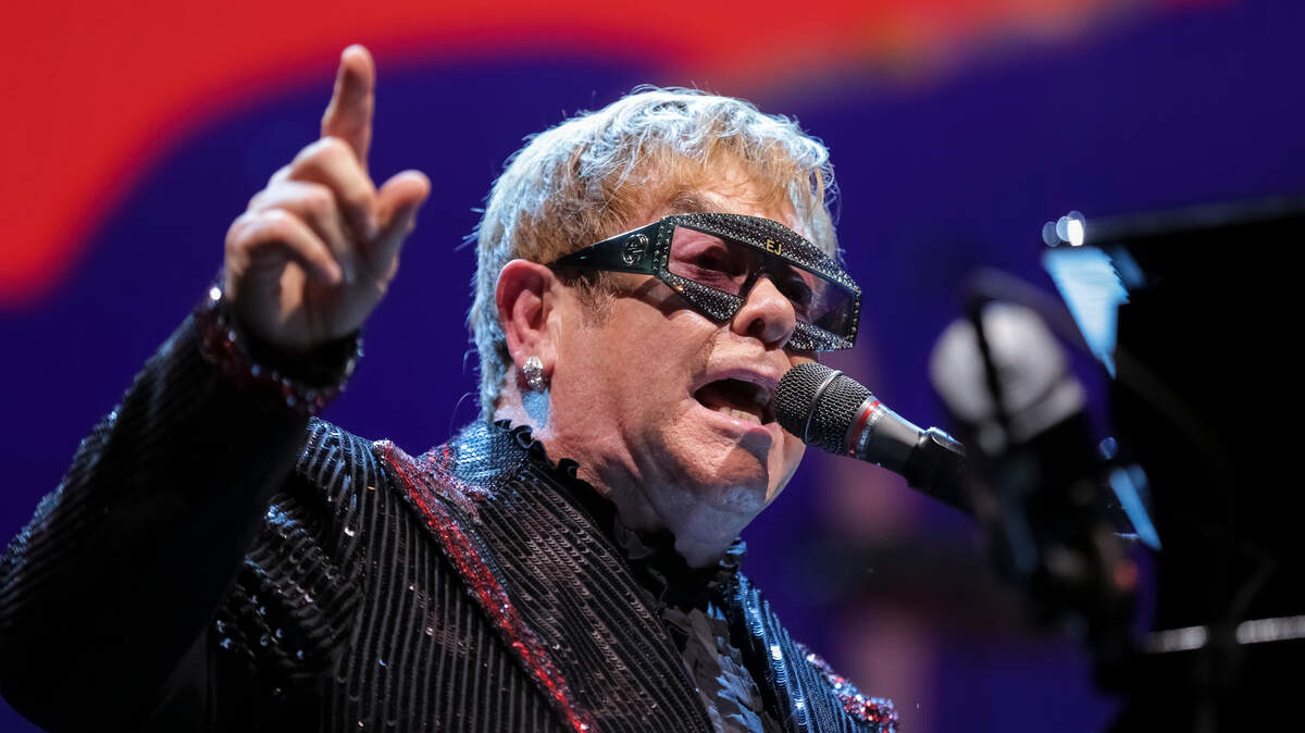 Elton John performs onstage during his “Farewell Yellow Brick Road” final tour at Capital One Arena on Friday in Washington, D.C. John is bringing the tour to the Tacoma Dome next year.