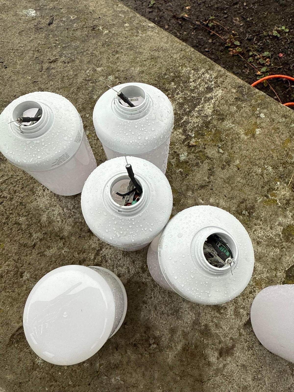 The light bulbs broken off of the public menorah in Uptown Gig Harbor following a vandalism incident, pictured on Wednesday, Dec. 25, 2024.