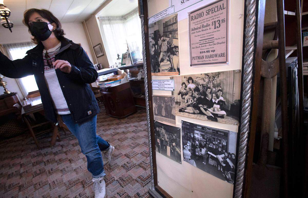 City of Sumner spokesperson Carmen Palmer inside the Sumner Ryan House Museum at Lucy V. Ryan Park in downtown Sumner, Washington, on Wednesday, Feb. 16, 2022. The city is planning to renovate the historic home and public park to encourage visitors to what many people think is a private residence, she said.