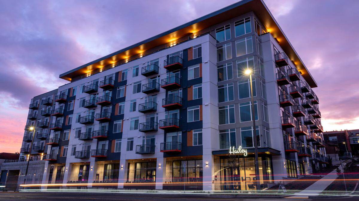 The Hailey as seen on Tacoma Avenue South in early 2022. The project, which started with a 12-year MFTE, reverted to an 8-year all-market rate version in 2019.